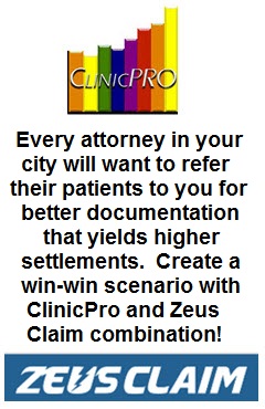 Auto accident and motor vehicle accident claims can be handled through ClinicPro software by Marilyn K Gard.